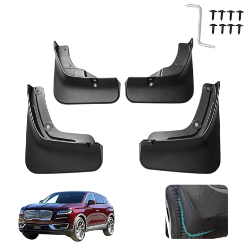 Image of Custom Fit for Mud Flaps 2019 2020 2021 2022 2023 Lincoln Nautilus / 2016 2017 2018 Lincoln MKX Mud Splash Guard Front and Rear 4-PC Set