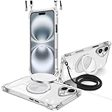 GULEIYAA iPhone 16 用 ケース 縦横両対応 360° 回転スタンド リング マグネット搭載 MagSafe 対応 ワイヤレス充電対応 い phone 16 ケース 肩掛け 斜めかけ 縄掛け 耐衝撃 車載ホルダー 対応 ストラップ穴付き