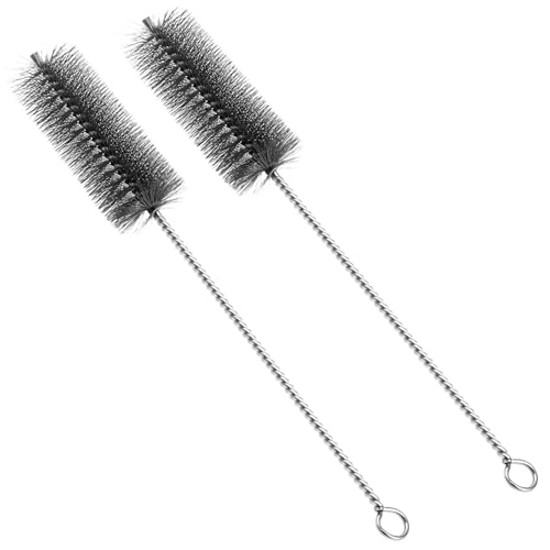 QWORK® Lot de 2 Brosses pour Tuyau de Poêle Ø 40mm x 30cm – Goupillon de Ramonage en Fil d'acier pour Cheminée, Poêle à Granulés, Conduits Étroits et...