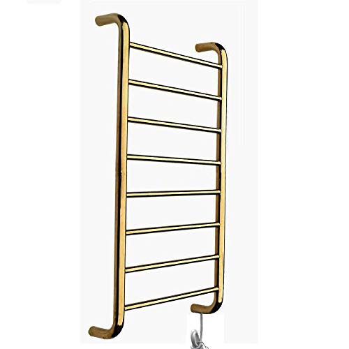 Calentadores de toallas, toallero eléctrico, toallero calefactado montado en la pared PVD chapado en oro pulido 304 acero inoxidable curvo Toallero accesorios de baño para el hogar, calentadores de t