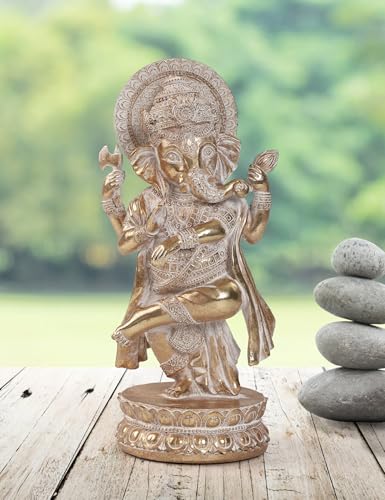 Estatua de Ganesha hindú de resina decorativa dorada miniatura 4