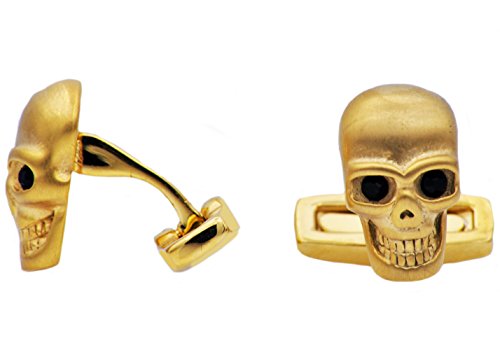 Mancuernillas de acero inoxidable con diseño calavera miniatura 1