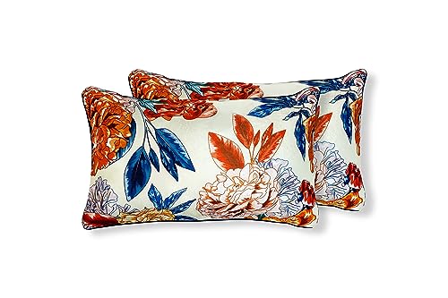 Juego de 2 Cojines 30x50cm 100% Poliéster para Sofa con Relleno Incluido Extra Suave al Tacto, Cojines Terciopelo Estampado Decorativo Hogar - Malva Rosa
