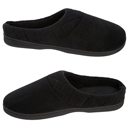 Dearfoams Women's Indoor/Outdoor Memory Foam Darcy Microfiber Velour Clog, Wide Widths Slipper, Black, Large4