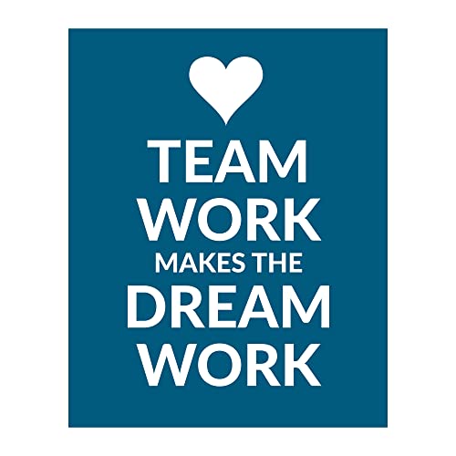 Team Work Makes the Dream Work - Inspirational Quotes Wall Art, Modern Typographic Print For Home Wall Decor, Office Decorations, School & Dorm Wall Decor. Great Gift for Motivation! Unframed-8x10"