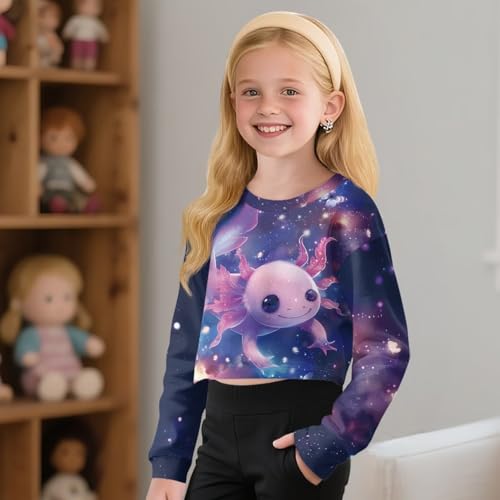 Girls Long Sleeve Sweatshirts Soft Athletic Crop Tops Fall Winter Crewneck Pullover T-shirt Sportswear 5-14 Years3