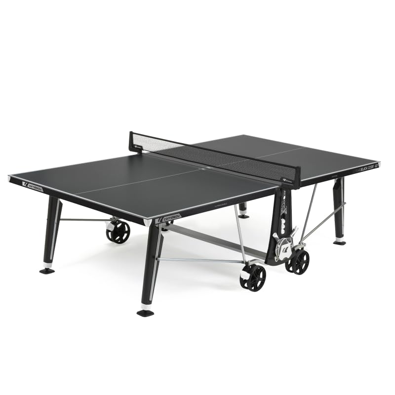 Cornilleau - Table de ping-Pong d'extérieur Loisir Black Code ID - Made in France - Plateau Noir 5mm - Technologie Compact - Vérouillage DSI 16 Points de sécurité