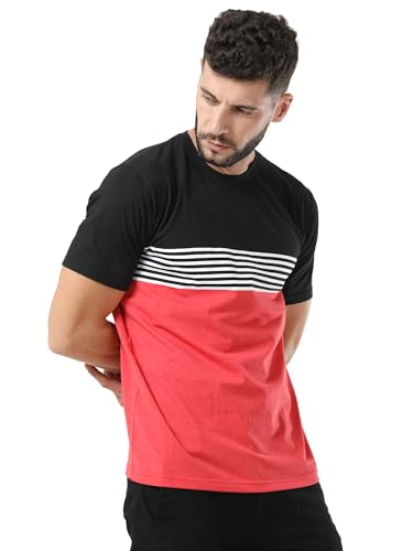 Image of fanideaz Mens Cotton Half Sleeve Striped Round Neck T Shirt