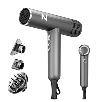 Natrial Ionic Professional Hair Dryer with Diffuser for Curly Hair,1600W&110000RPM High Speed Blow Dryer for Women,Fast Drying,Lock Function,Low Noise,Lightweight for Home Travel Salon