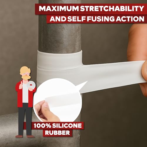 Self Fusing Silicone Tape Waterproof White– 1" x 36 Feet, Self Amalgamating Tape, Silicone Rubber for Plumbing, Sealing Pipes, Hose Repair, Outdoor Coax and Electrical Cables – Weatherproof