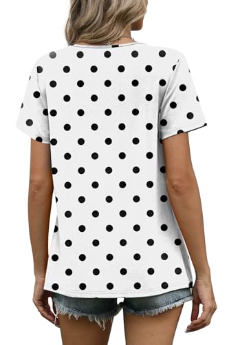 Image of WIHOLL Women T Shirts Pleated Short Sleeve Tops Business Casual Dressy Blouses