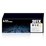 201X Toner Cartridges Replacement for HP 201X 201A HP201X 4 Pack for Color Laser Jet Pro MFP M277dw M252dw Toner Cartridges for Color Laser Jet Pro MFP M277c6 M277n M252n, Black Cyan Magenta Yellow