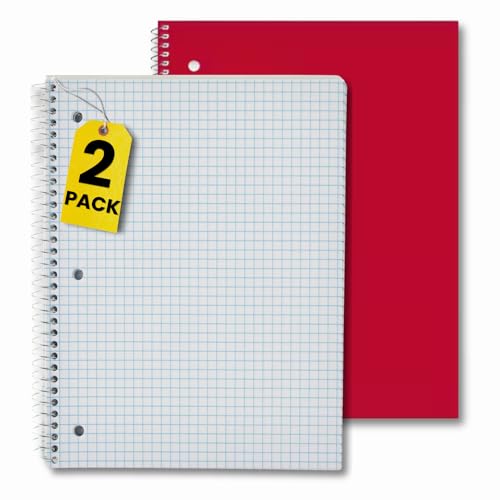 Cahier à spirale rouge 1InTheOffice pour éviter les feuilles volantes et organiser vos cours