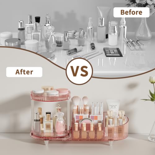 Image of Makeup Organizers for Vanity, 2 Rotating Perfume Trays and 5-Compartment
