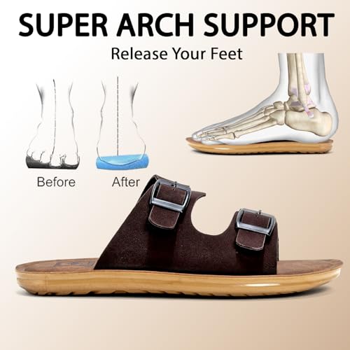 Image of Men Comfortable Double Strap Slippers with Cushioned Footbed, Adjustable Buckle Design, Lightweight Everyday Wear Slippers for Indoor Outdoor Use