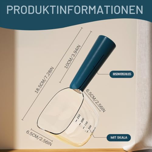 Hundefutter Messbecher mit Skala Genauige Haustierfutter Scoop mit Hundefuttertaschen Clips Multifunktional ABS CAT Food Löffel für Innenreisen im Freien Blau Messschaufel Hundefutter Scoop Katzenfut