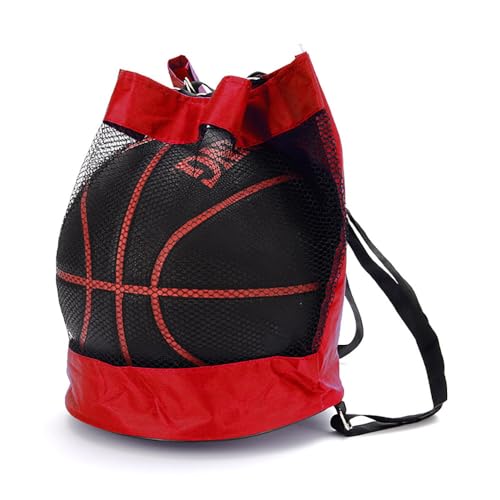 Stylish Basketball Backpack, Large Mesh Equipment Pouch, Adjustable Shoulder Straps,Red