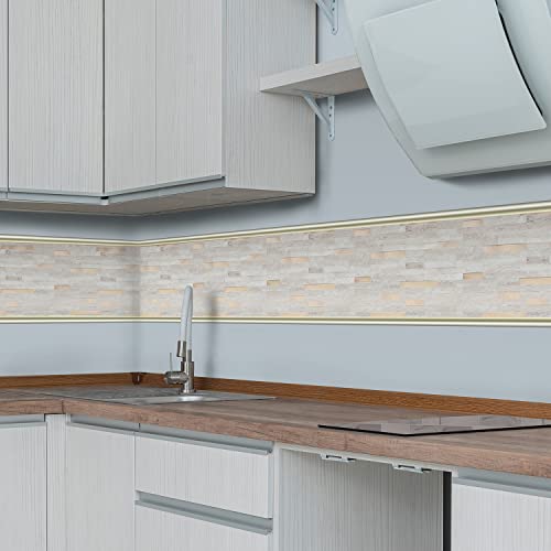 Stickgoo 10-Pack Tile Edge Trim, 12" Wall Molding Trim For Peel And Stick Backsplash Tile, No Self-Adhesive Tile Edge Decorative Liner (Light Gold) #TOP4