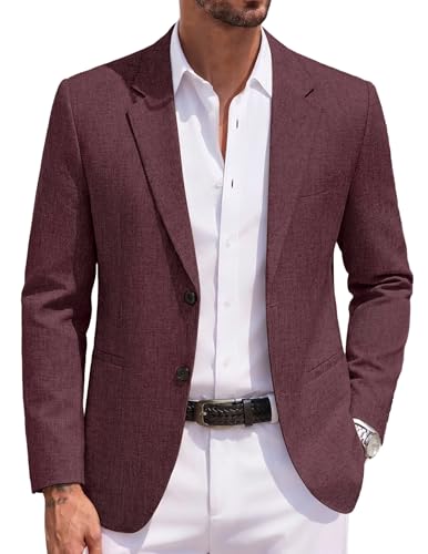 COOFANDY Mens Blazer Casual Sport Coats Regular Fit Lightweight Suit Jacket(Dark Red,XXL)