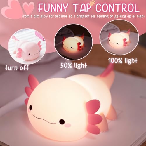 axolotl cute night light for kids axolotl lamp girls xmas gifts rechargeable bedside nightlight squishy dimmable silicone led funny animal light baby nursery dorm kawaii dcor toys