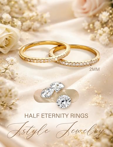 Image of Jstyle Wedding Bands for Women Eternity Band Rings Stackable Cubic Zirconia Ring 2-2.5MM Engagement Band Ring for Women Dainty Simulated Diamond Rings No Tarnish Size 5-9