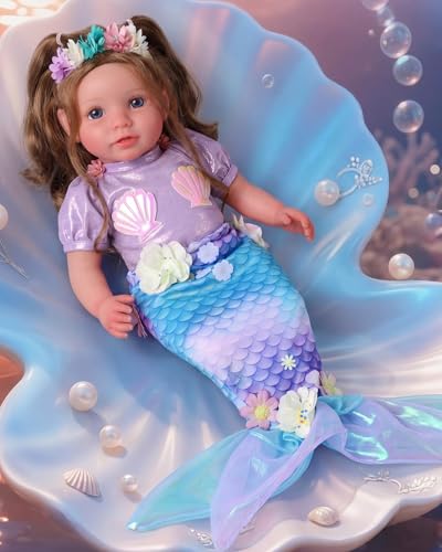 Muñeca bebé sirena realista de 20 pulgadas miniatura 1
