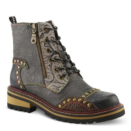 L'Artiste Rugup Leather Combination Booties for Women | Low Heel Ankle Boots for Women with Lace Up and Zipper Closure and Faux Fur Lining2