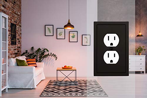 Modern Edge Decorative Wall Plate Switch Plate Outlet Cover, Durable Solid Zinc Alloy (Single Duplex 2Pk, Matte Black) #TOP4