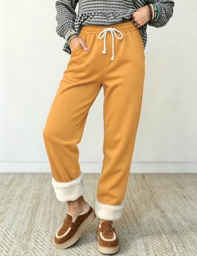 Image of Yeokou Women's Warm Sherpa Lined Athletic Sweatpants Joggers Fleece Pants