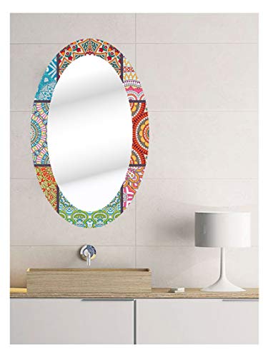CustomGlass Varios Modelos Espejo Rectangular Pared con decoración Personalizada Modelo Lijar (Ovalado 80 x 50 cm)