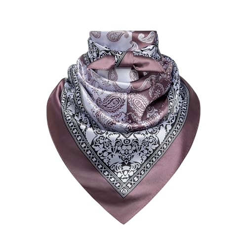 Image of 35 inch Men's Silk Cowboy Scarf - Oversized Western Bandana Neckwear, Large Square Scarf with Gift Packaging