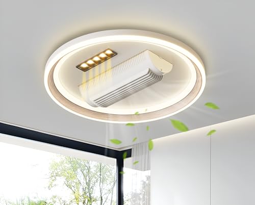 Image of Smartway 60 Watt Round Dorita Modern Ceiling Fan Chandelier BLDC Noiseless Motor + Auto Rotatable Blower Fan 3 Color Mode (Warm, Cold & Natural White) Stabilizing Dimming with Remote & App Control