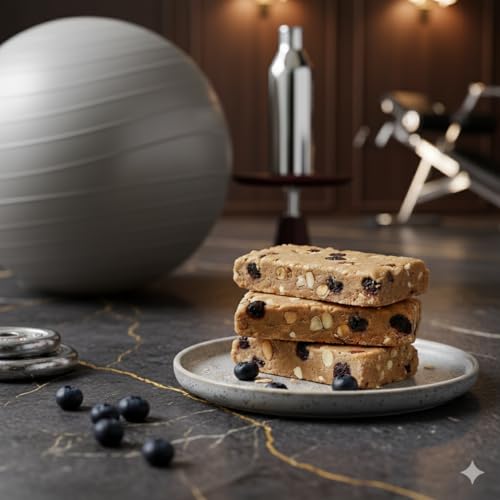 Image of GoodEats Blueberry Protein Bar | Protein Blend (Soya Isolate + Whey Concentrate) | 23.1g Protein (Per 65g) | Naturally Occuring Sugars, Maximum Impact | Dates + Nuts | With Prebiotic Fiber | 65g x 4