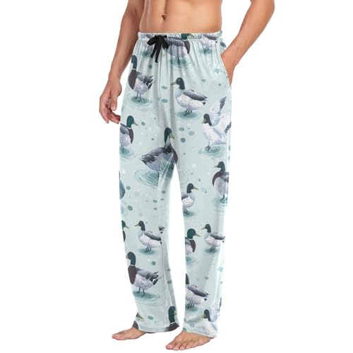 Cute Mallard Ducks Pajama Pants Farmhouse Animals Men's Pajama Bottoms Lounge Sleepwear PJs Lightweight Sleep Pants XL4