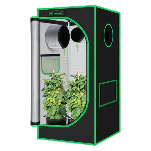 Green Hut Grow Tent 24'x24'x48' 600D Mylar Hydroponic Indoor Grow Tents with Observation Window, Removable Floor Tray and Tool Bag for Indoor Plant Growing 2x2