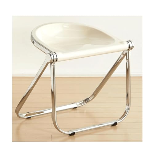 Silla de comedor moderna de plástico, silla de cocina plegable sin brazos con marco de metal, almohadillas antideslizantes, capacidad de 250 kg, elegante y para uso en comedor y patio