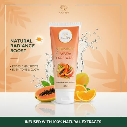 Image of Vitamin C and Papaya Face Wash for Brightening and Pigmentation Control | Glow Boosting Tan Removal Face Wash | Deep Cleansing Daily Cleanser for All Skin Types (100ml)