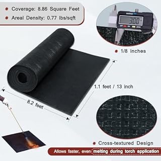 BXI SBS Modified Bitumen Waterproofing Membrane Roll, 13 Inch x 8.2 Feet Thick Flexible Torch-on Asphalt Roofing Material, Self-Healing Flashing Sealant Outdoor Roof Foundation Ice and Water Shield