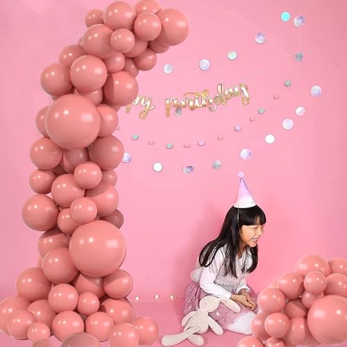 Image of AR Giftzadda Retro Dusty Pink Balloons 100 pcs Vintage Pink Balloon Boho Dusty Rose Latex Balloons for Welcome Wedding Birthday Anniversary Party Decorations Bride to be Girl Theme Decorations (RK 9)