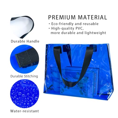 Image of Clear Large Tote Bag - Versatile, Waterproof, Stain Resistant, Transparent Shoulder Tote Bag for Work