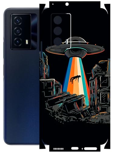 Image of AtOdds - Full Body Back Screen Guard Protector Film - Lamination Wrap Skin Sticker Compatible with IQOO Z5 | Scratchproof Matte Finish (Alien Invade)