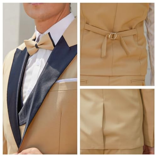 Slim Fit 3 Piece Men Suits Double Breasted Vest Suit Men Wedding Party Prom Suits Set Business Blazer with Pants and Bowtie3