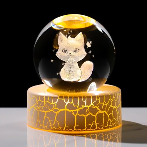 Artigianato e specifiche: le sfere sono realizzate in cristallo K9 trasparente senza impurità. Un adorabile gatto 3D dei cartoni animati è inciso nella sfera di cristallo da un laser avanzato, abbinato a una base di luce calda, puoi tenerlo a lungo. Dimensioni: 6 cm. Si prega di prestare attenzione alle dimensioni della palla, è di 6 cm, non abbastanza grande