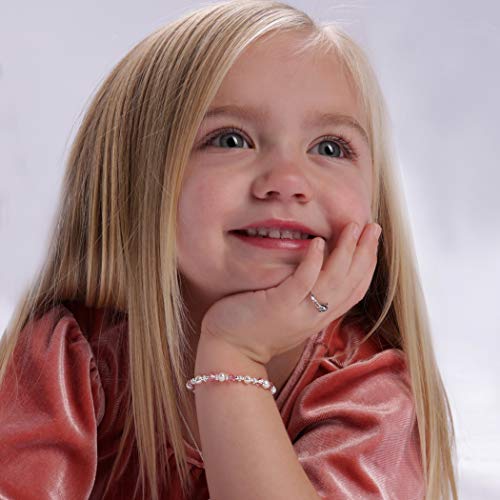 Precious Pieces Children's Sterling Silver Bracelet for Infant Babies and Little Girls with Cultured Pearls and Pink High-End Crystals and Heart2