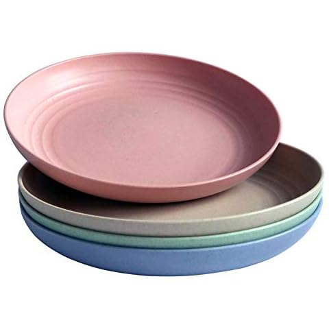greenandlife Lightweight Wheat Straw Plates - 4Pack Unbreakable Dishes and Plates Sets, Dishwasher Microwave Safe Plates, Non-toxin, BPA Free and Healthy for Kids & Adults (7.87'') Cover