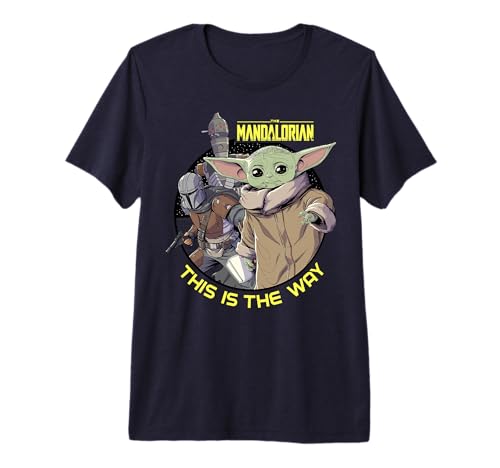 T-shirt imprimé Star Wars The Mandalorian vêtement homme noir coton col rond Grogu