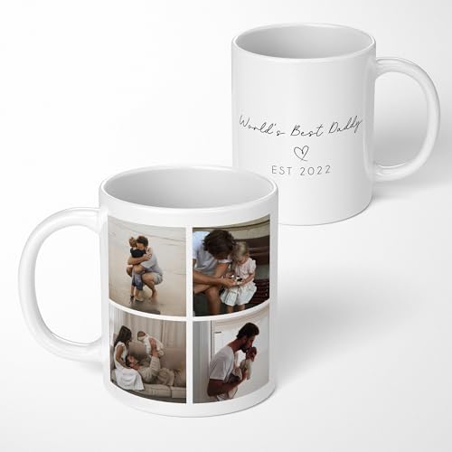 Taza personalizada para papá con collage de fotos miniatura 2