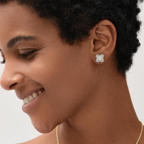 Gold Cubic Zirconia Studs for Women - 18k Gold Tiny CZ Triangle Earrings - Hypoallergenic Handmade Everyday Wear2