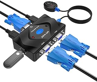 KVM Switch VGA 2 Port, MT-VIKI KVM Switcher VGA Console with 3 USB Hubs + 2in1 Cables+Desktop Selector