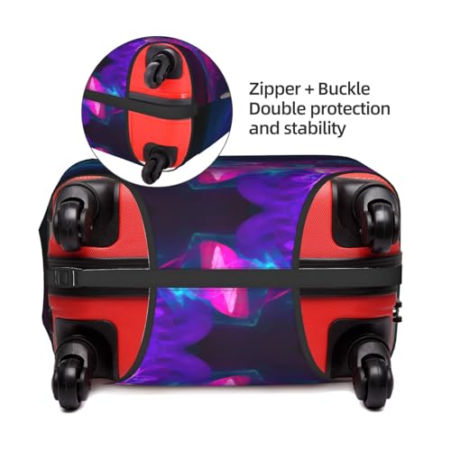 Blue And Pink Fire Print Travel Elastic Suitcase Luggage Baggage Cover Protector, Washable And Anti-Scratch4